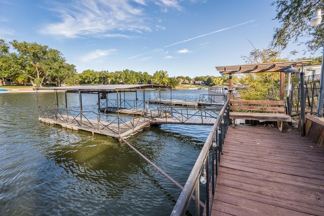 view of dock featuring a water view