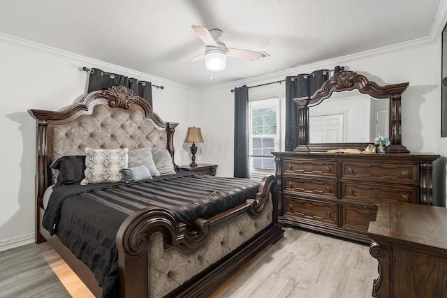 4102 SE 12th Ave, Amarillo, TX 79104 - bedroom featuring light wood-type flooring, ornamental molding, ceiling fan, and access to exterior