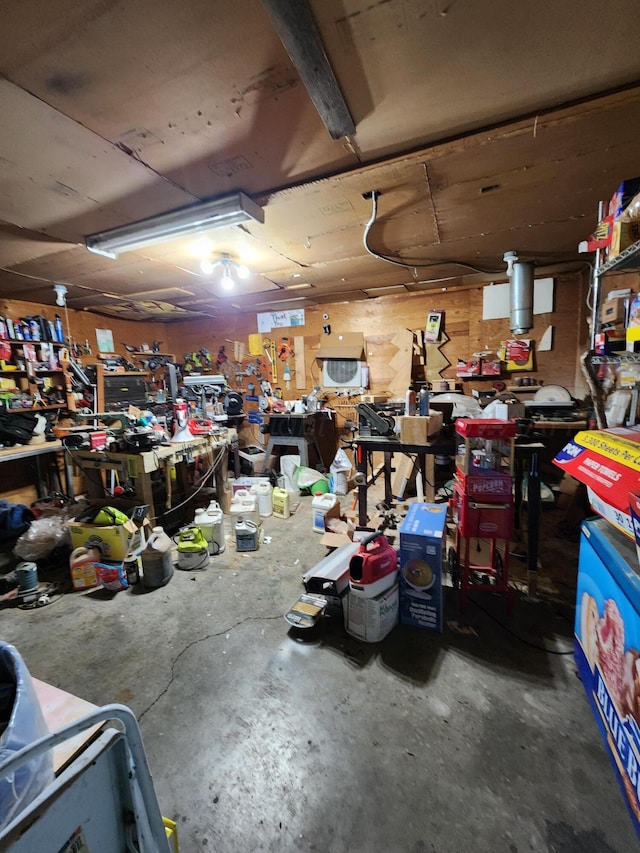 garage featuring a workshop area