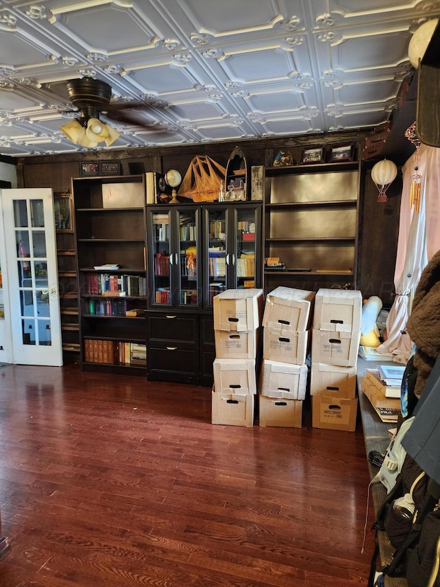 storage room with ceiling fan