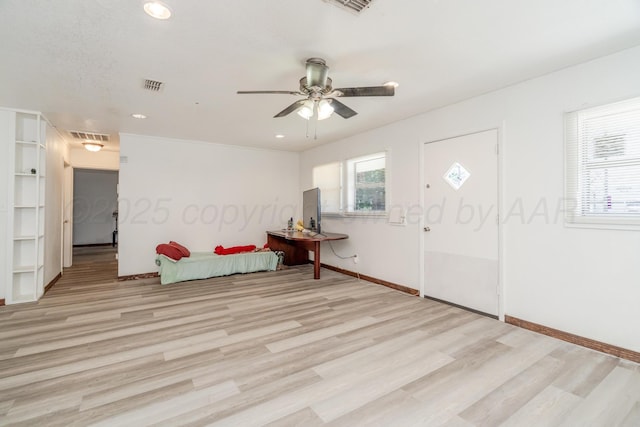 2738 Palm St, Amarillo, TX 79107 - foyer with light wood-style floors, a ceiling fan, and recessed lighting