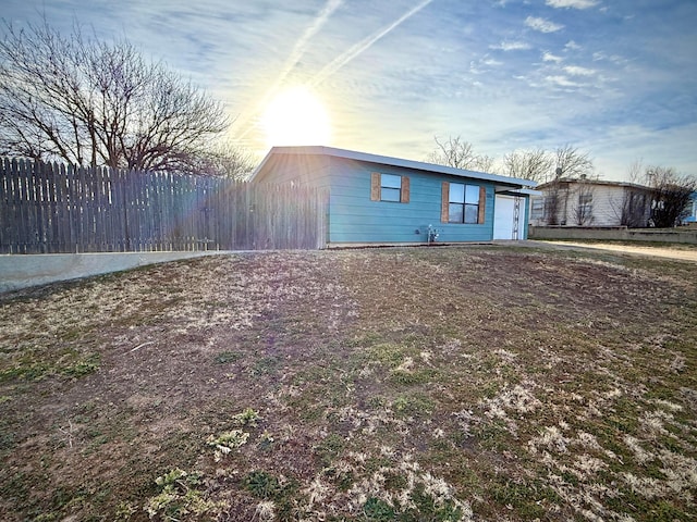 exterior space featuring fence