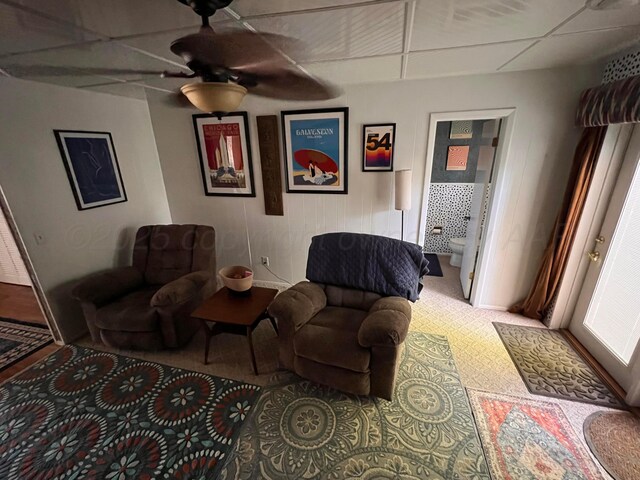 1400 16th St, Hereford, TX 79045 - sitting room with a ceiling fan, carpet flooring, and baseboards