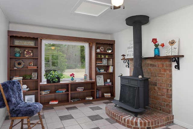 1805 Broadmoor St, Amarillo, TX 79106 - living area with a wood stove and light tile patterned floors