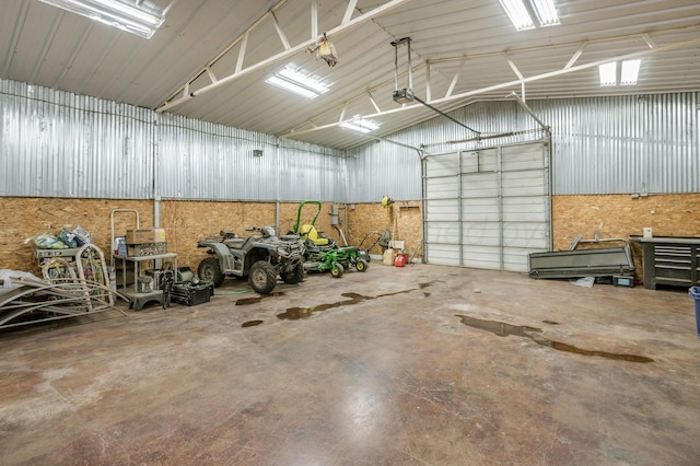 garage with a garage door opener