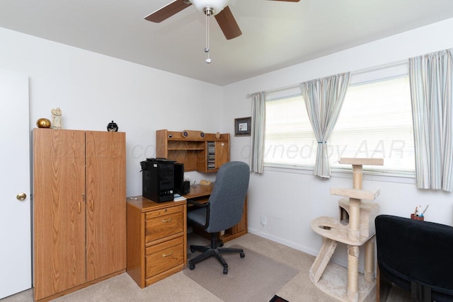 3406 Meadow Dr, Amarillo, TX 79109 - office space with ceiling fan, healthy amount of natural light, and light carpet