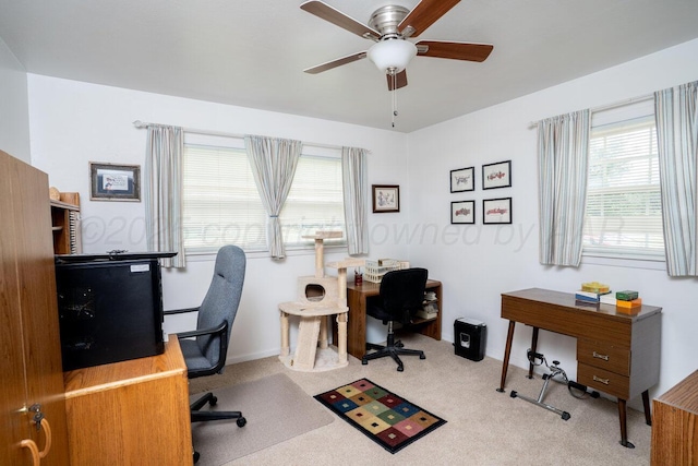 3406 Meadow Dr, Amarillo, TX 79109 - office area featuring ceiling fan, healthy amount of natural light, and carpet floors