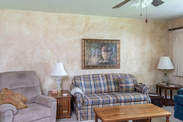 3406 Meadow Dr, Amarillo, TX 79109 - carpeted living room featuring ceiling fan