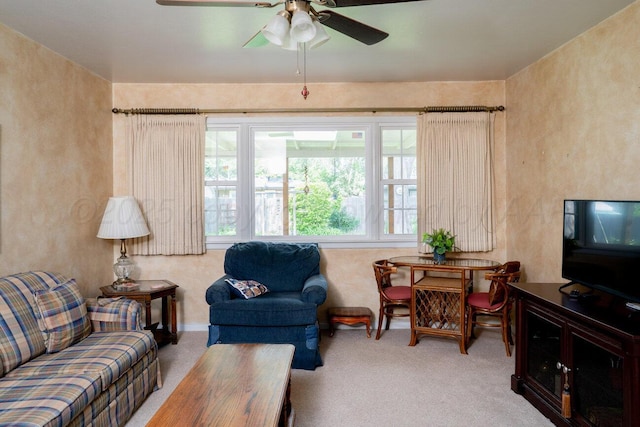 3406 Meadow Dr, Amarillo, TX 79109 - carpeted living room featuring ceiling fan