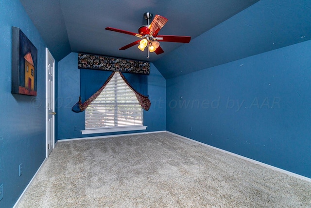 1204 University Pl, Borger, TX 79007 - additional living space featuring lofted ceiling, carpet floors, baseboards, and ceiling fan