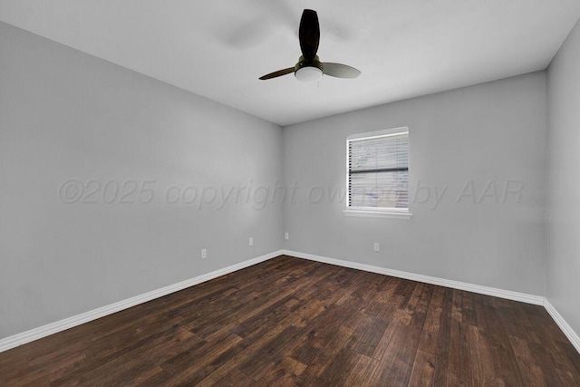 7935 Mitcham Dr, Amarillo, TX 79121 - spare room with dark wood-type flooring, baseboards, and ceiling fan