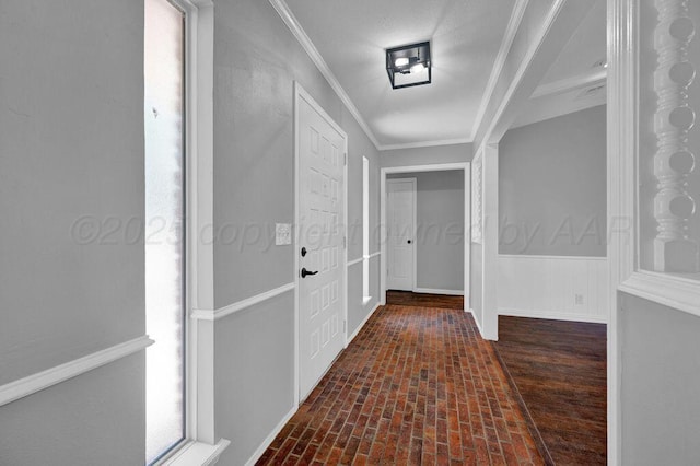 7935 Mitcham Dr, Amarillo, TX 79121 - hall featuring brick floors and crown molding