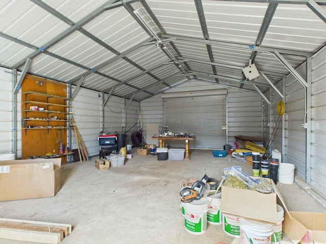 garage with metal wall