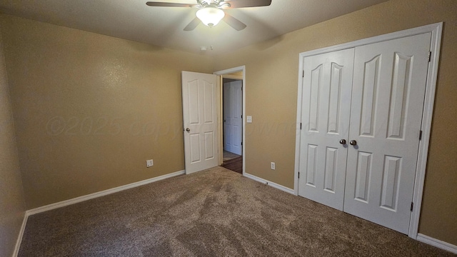 4207 Ross St, Amarillo, TX 79118 - unfurnished bedroom with carpet flooring, a closet, and a ceiling fan