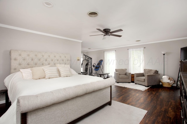 3506 Stromberg Pl, Amarillo, TX 79121 - bedroom featuring wood finished floors, ornamental molding, and ceiling fan
