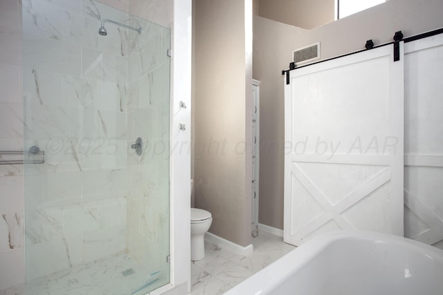 3506 Stromberg Pl, Amarillo, TX 79121 - bathroom featuring a stall shower, marble finish flooring, and a tub