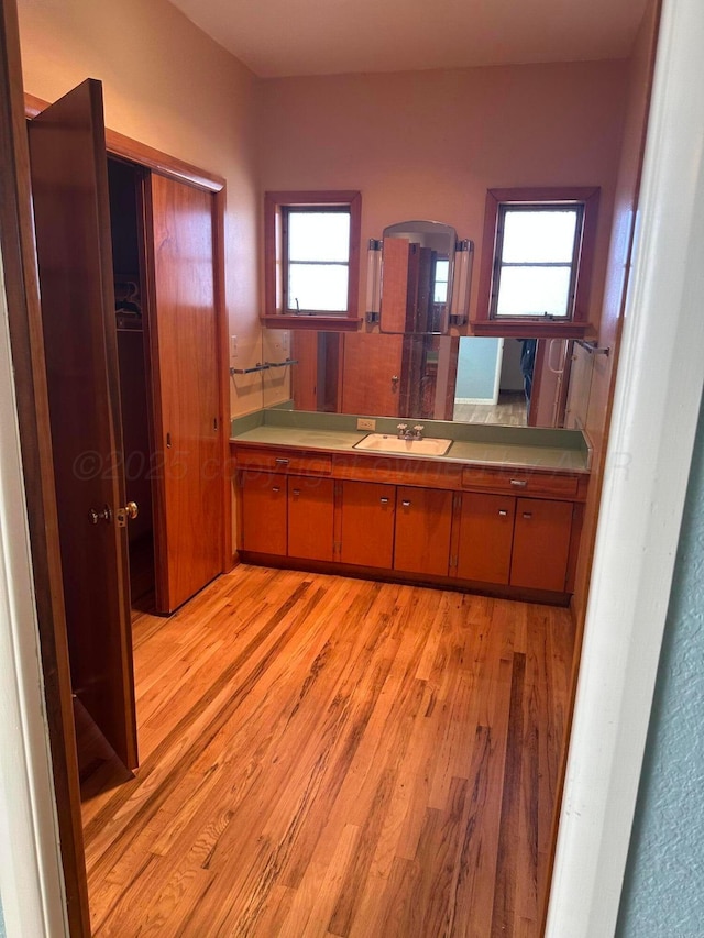 bathroom featuring vanity and wood finished floors