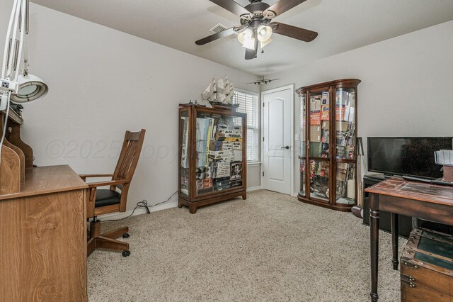 9315 Shylana Ave, Amarillo, TX 79119 - carpeted office with a ceiling fan and baseboards