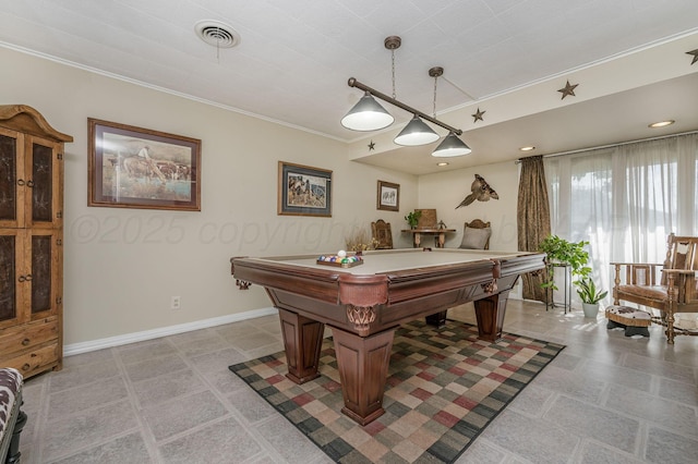 2229 Charles St, Pampa, TX 79065 - recreation room with crown molding and pool table