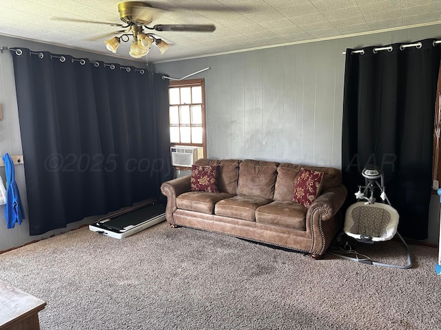 206 Dolomita St, Borger, TX 79007 - carpeted living area featuring ceiling fan and cooling unit