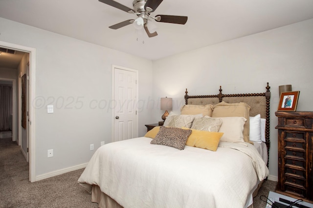7133 Birkshire Dr, Amarillo, TX 79109 - bedroom featuring carpet floors, baseboards, and ceiling fan