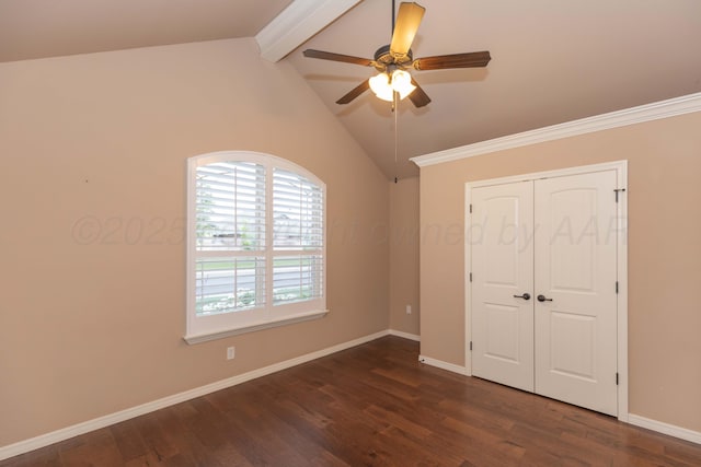 7414 Southbend Dr, Amarillo, TX 79119 - unfurnished bedroom with dark wood-type flooring, a closet, and ceiling fan