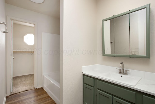 bathroom featuring wood finished floors and vanity