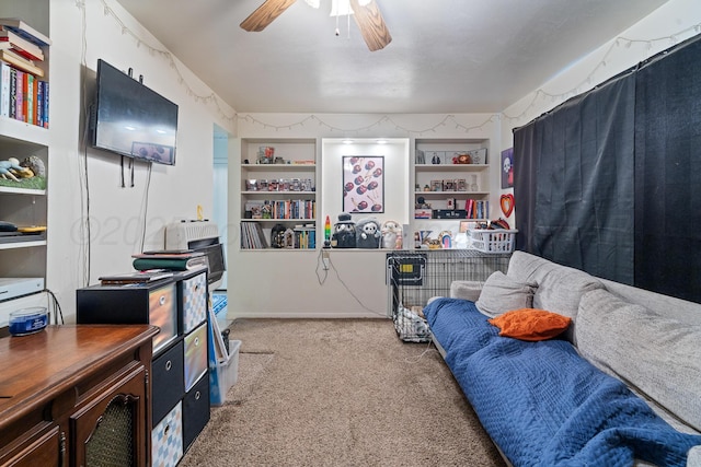 4621 Crockett St, Amarillo, TX 79110 - living room featuring light carpet and ceiling fan