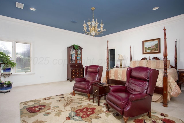 18 Cloister Pkwy, Amarillo, TX 79121 - living area featuring carpet, a chandelier, crown molding, and recessed lighting