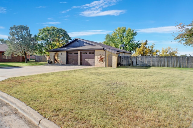 exterior space with a garage