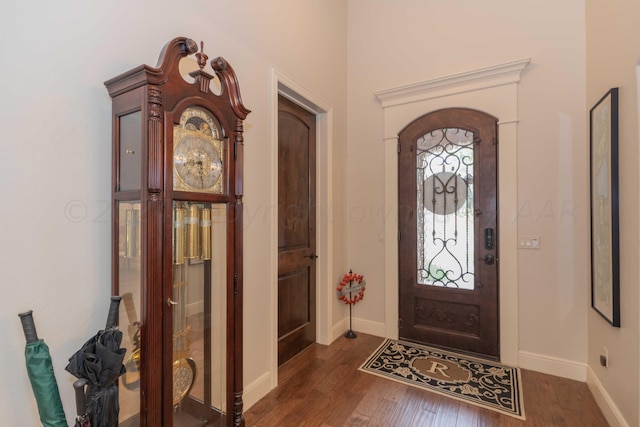 entryway with dark hardwood / wood-style floors