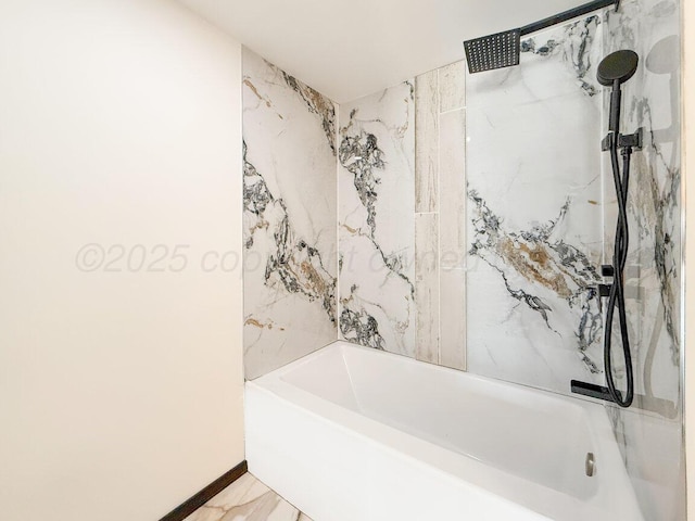 1802 Chama St, Amarillo, TX 79102 - full bathroom with marble finish floors and washtub / shower combination