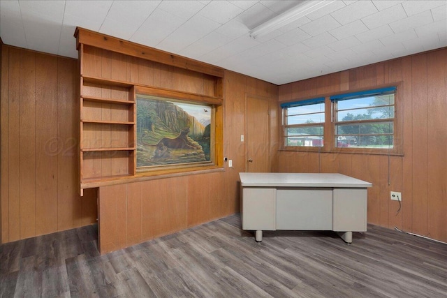 709 Franklin Ave, Panhandle, TX 79068 - unfurnished office featuring wooden walls and wood finished floors