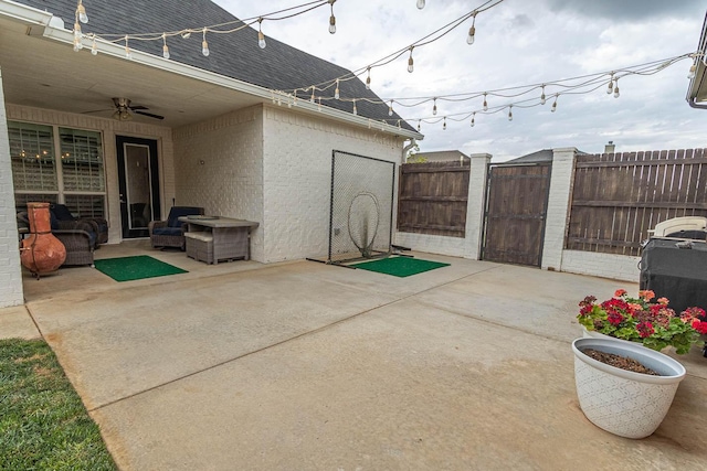 5904 Nancy Ellen St, Amarillo, TX 79119 - view of patio with ceiling fan and a gate