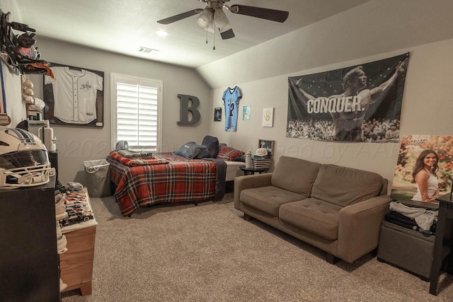 5904 Nancy Ellen St, Amarillo, TX 79119 - carpeted bedroom with lofted ceiling and ceiling fan