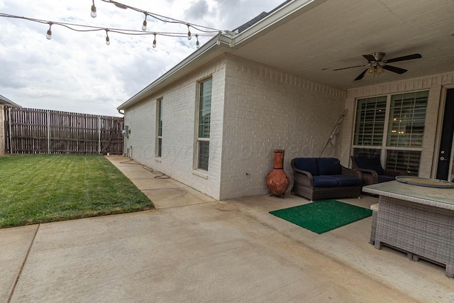5904 Nancy Ellen St, Amarillo, TX 79119 - view of patio / terrace with ceiling fan and an outdoor hangout area
