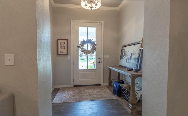 5904 Nancy Ellen St, Amarillo, TX 79119 - entryway with hardwood / wood-style floors, healthy amount of natural light, a textured wall, and crown molding