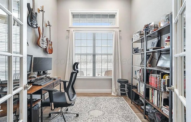 office area featuring hardwood / wood-style floors