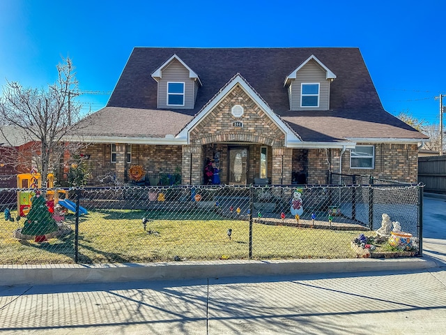 view of front of home with a front yard