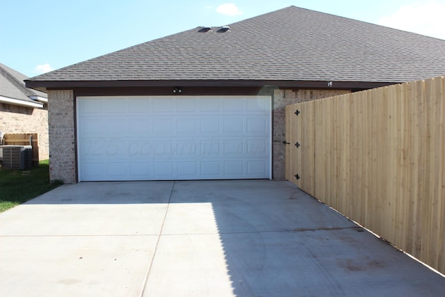 garage with central air condition unit