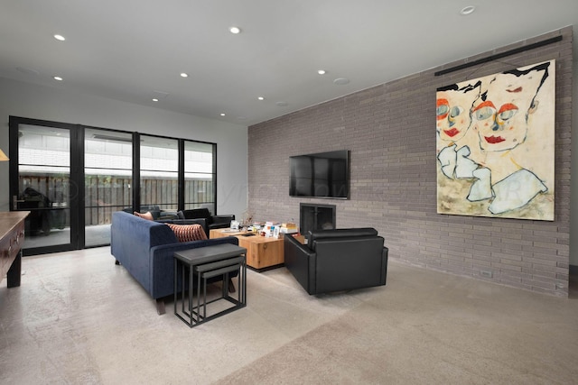 1600 S Milam St, Amarillo, TX 79102 - living room featuring brick wall and recessed lighting
