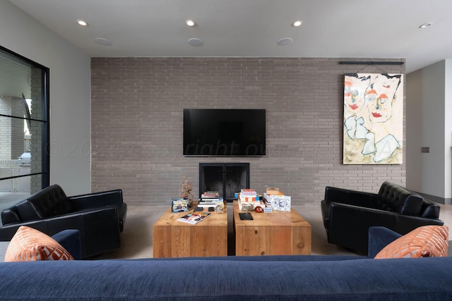 1600 S Milam St, Amarillo, TX 79102 - living area featuring brick wall and recessed lighting