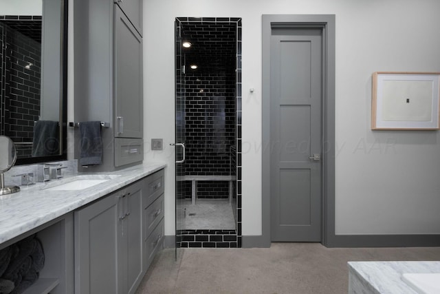 1600 S Milam St, Amarillo, TX 79102 - full bathroom featuring vanity, a stall shower, and electric panel