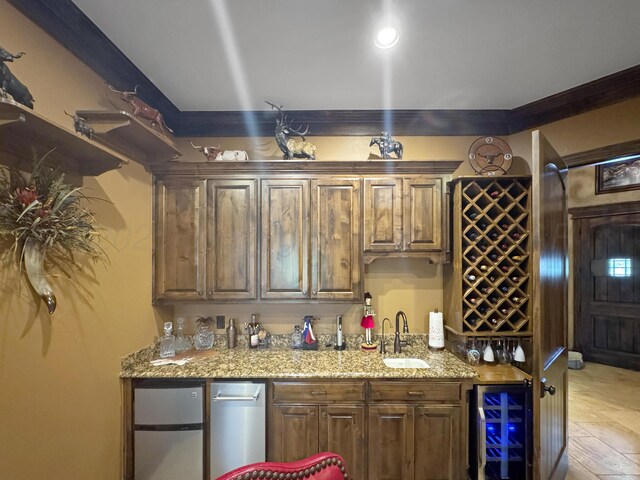 38 Merion Pl, Amarillo, TX 79124 - indoor wet bar featuring wine cooler and refrigerator