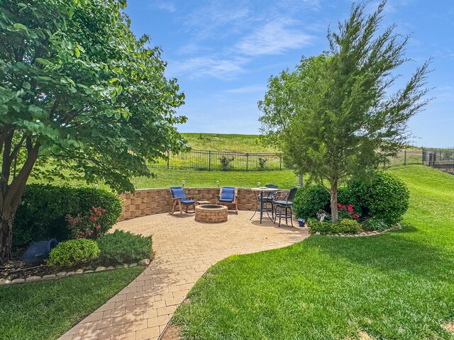 38 Merion Pl, Amarillo, TX 79124 - view of yard with a fire pit and a patio