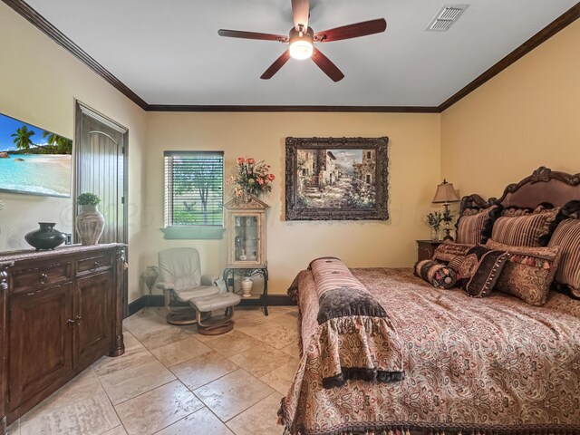 38 Merion Pl, Amarillo, TX 79124 - bedroom with ornamental molding and a ceiling fan
