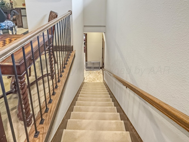 38 Merion Pl, Amarillo, TX 79124 - staircase with a textured wall