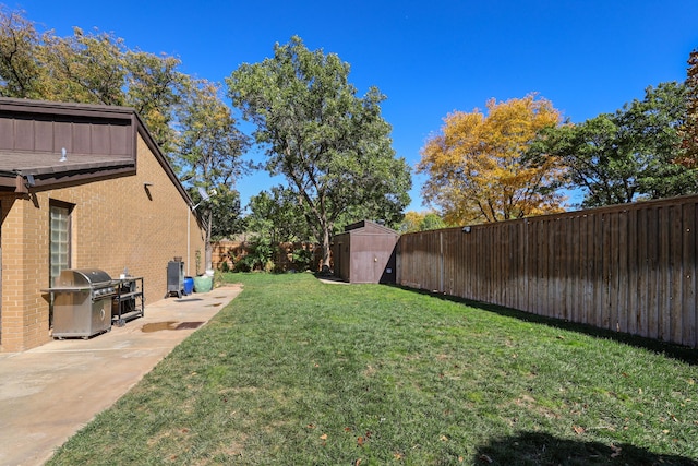 3801 Deann Dr, Amarillo, TX 79121 - fenced backyard with a shed and a patio