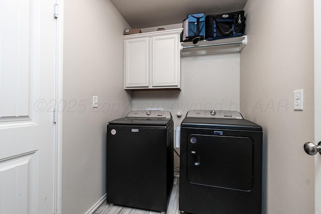 606 Elgin St, Amarillo, TX 79118 - laundry area with cabinet space, independent washer and dryer, and baseboards
