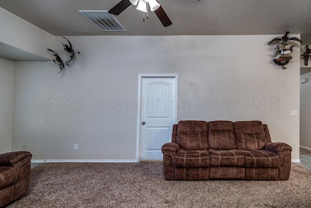 606 Elgin St, Amarillo, TX 79118 - carpeted living area featuring a ceiling fan and baseboards